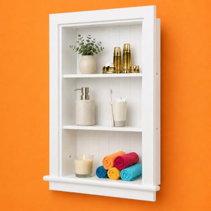 14 x 24 Medicine Cabinet Recessed, Wall Niche, Bathroom Wall Cabinet, 3-Tier, Between Studs Shelving for Drywall, White - color: Chole, size: 14x24