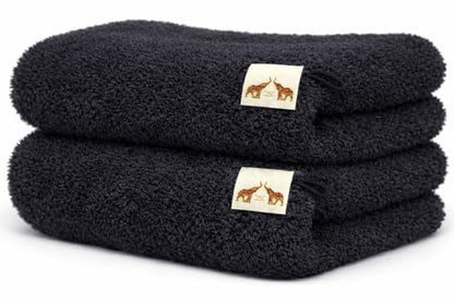 Mango Gifts 100% Cotton Hand Towels Set of 2, 16 x 28 Inch, Soft Combed Cotton, Highly Absorbent, Quick Dry, Sustainable Towels for Bathroom, Hotel, Spa, Dorm, Black - color: Black