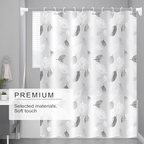 TIKABC Shower Curtain Liner, 4G PEVA Shower Liner, Plastic Waterproof Shower Curtains, with Grommet Holes and 3 Magnetic Weights(Black White Leaves) - color: Black White Leaves