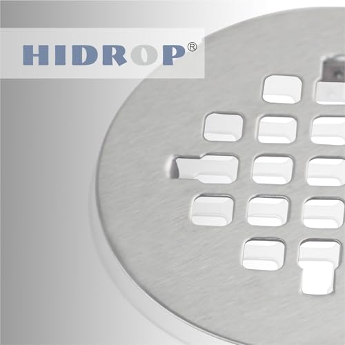 HIDROP Brushed Nickel Snap-in Shower Floor Drain Cover,4-1/4" OD Round Grid | Stainless Steel Shower Floor Drain, Replacement Shower Drain Cover, Hair Catcher, Easy-to-Install, Round Bathroom Drain Cover - color: Brushed
