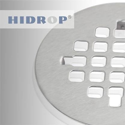 HIDROP Brushed Nickel Snap-in Shower Floor Drain Cover,4-1/4" OD Round Grid | Stainless Steel Shower Floor Drain, Replacement Shower Drain Cover, Hair Catcher, Easy-to-Install, Round Bathroom Drain Cover - color: Brushed