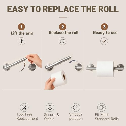 Toilet Paper Holder and Hand Towel Ring Bathroom Set | Brushed Nickel,Stainless Steel,Wall Mount,Bathroom Accessories,Hand Towel Ring and Toilet Paper Holder Set,Easy to install - color: Brushed Nickel