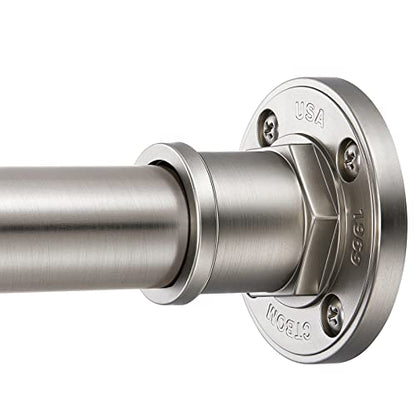 Industrial Shower Curtain Rod - 2-in-1 Design Tension Curtain Rod - Rustproof Non-Slip 27 to 43 Inch 304 Stainless Steel, Brushed Nickel Window Curtain Rod - color: Brushed Nickel, size: 27-43 Inches