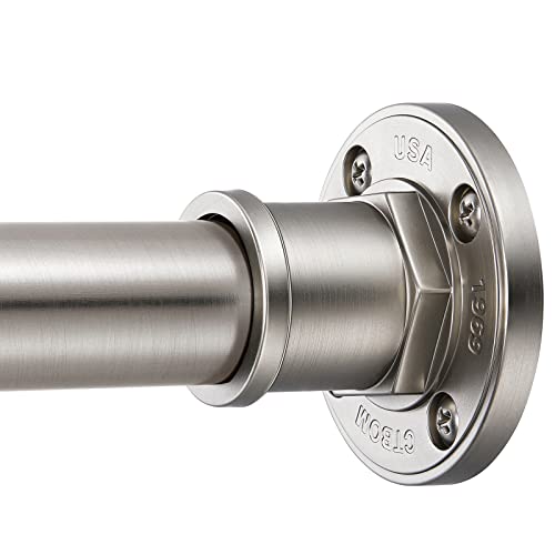 Industrial Shower Curtain Rod - 2-in-1 Design Tension Curtain Rod - Never Rust Non-Slip 43 to 72 Inch 304 Stainless Steel, Brushed Nickel Window Curtain Rod - color: Brushed Nickel, size: 43-72 Inches