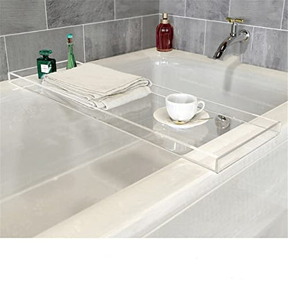 WANLIAN Luxury Bathtub Caddy Tray for Bathroom and Shower Storage - Clear Handles - color: Clear Handles