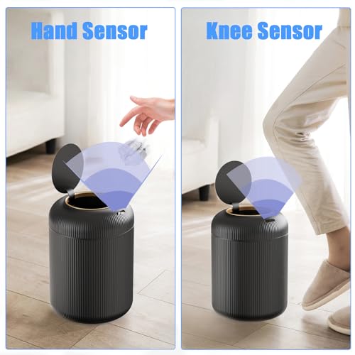 URALFA Motion Sensor Trash Can with Lid, 3 Gallon / 11 L Automatic Bathroom Trash Can, Touchless Trash Bin, Smart Plastic Garbage Can for Bedroom, Kitchen, Living Room, Office, Black - color: Black, style: Automatic