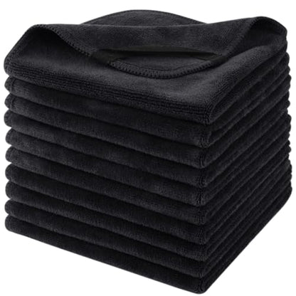 Microfiber Facial Cloths Fast Drying Washcloth 12inch x 12inch Absorbent Face Wash Cloth Soft Makeup Remover Cloths - color: Black-1, size: 1 Count (Pack of 10)