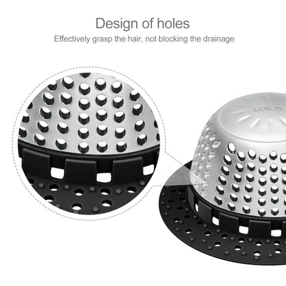LEKEYE Shower Drain Hair Catcher/Bathtub Drain Cover/Drain Protector for Pop-Up & Regular Drains(Black) - color: Black