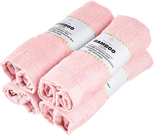 Crafty Cloth Ultra-Soft Viscose Bamboo Washcloth Set (4 Pack) | Reusable Gentle Cleansing Towels | 12×12 Fast-Dry Machine Washable | Luxurious Skin-Friendly Comfort | Pink - color: Pink, size: Plain 4-Piece Set