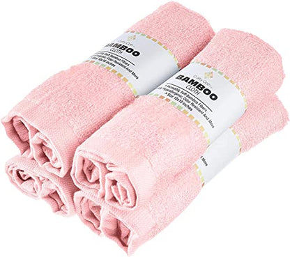 Crafty Cloth Ultra-Soft Viscose Bamboo Washcloth Set (4 Pack) | Reusable Gentle Cleansing Towels | 12×12 Fast-Dry Machine Washable | Luxurious Skin-Friendly Comfort | Pink - color: Pink, size: Plain 4-Piece Set