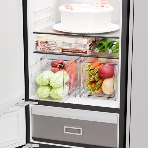 4 Pack Large Stackable Storage Drawers,11″Deep Under Cabinet Organizer,Baby Bottle Organizer,Clear Stacking Pull Out Drawer,Acrylic Storage Containers Bins for Organizing Snack,Medicine,Makeup