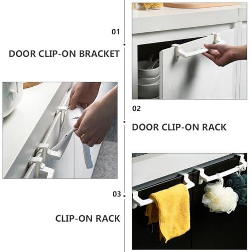 Kichvoe 4pcs Over The Door Towel Rack, Plastic Towel Bar Holder White Bathroom Organizer for Hand and Toilet，9.44 x 2.75 x 2.36 inch
