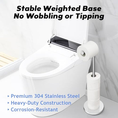 TACGEA Toilet Paper Holder Stand, Bathroom Toilet Paper Roll Holder Stainless Steel, Storage for 4 Rolls, Silver - color: Silver