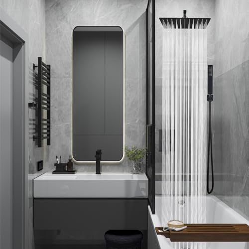 Midanya Shower Faucet Set with Handheld Sprayer,16 Inch,Matte Black | Rough-in Shower Valve and Trim Kit Included,Square Rain Head,Wall Mount Shower System,All Metal,Bathroom - color: Black, size: 16 Inch