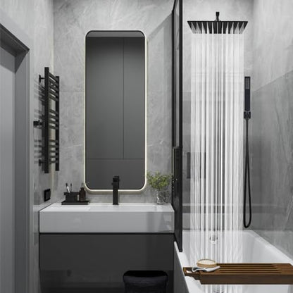 Midanya Shower Faucet Set with Handheld Sprayer,16 Inch,Matte Black | Rough-in Shower Valve and Trim Kit Included,Square Rain Head,Wall Mount Shower System,All Metal,Bathroom - color: Black, size: 16 Inch
