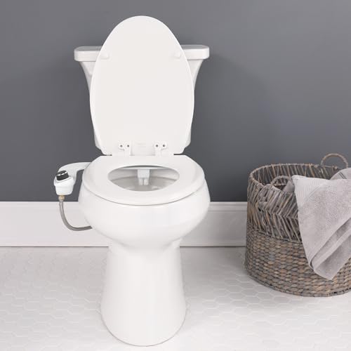 Bio Bidet SlimEdge Bidet Attachment for Toilet, Non Electric, Dual Nozzles for Front and Rear Cold Water Wash, Adjustable Water Pressure, White - size: 1 Pack