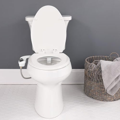 Bio Bidet SlimEdge Bidet Attachment for Toilet, Non Electric, Dual Nozzles for Front and Rear Cold Water Wash, Adjustable Water Pressure, White - size: 1 Pack