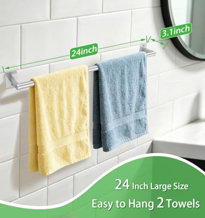 VOTZAAQ Brushed Nickel Towel Bar for Bathroom Wall,Stainless Steel Towel Racks for Bathroom Wall Mounted, Space-Saving Towel Storage, 24 Inch - size: 24 Inch（2 packs）