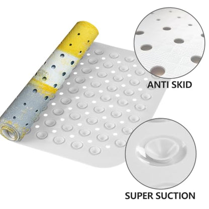 LNOND Yellow Bathtub Mat Non Slip, 40 X 16 Inch Tub Mat for Bathroom, Abstract Art Bath Tub Shower Mat with Drain Holes and Suction Cups - color: 2-yellow