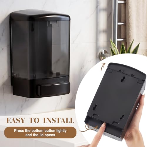 Hushee 4 Pcs Plastic Wall Mounted Soap Dispenser Commercial Manual Soap Containers Wall Dispenser for Kitchen Shower Hotel Liquid Shampoo Gel Chamber (33.8 oz 1000 ml,All Black) - color: All Black, size: 33.8 oz 1000 ml