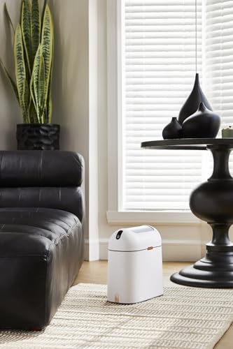 ELPHECO Bathroom Trash Can with lid 2.5 Gallon, Motion Sensor, White Golden | Waterproof Garbage Can, Automatic Waste Basket, Butterfly Lid, Plastic Garbage Bin for Bedroom and Office - color: White
