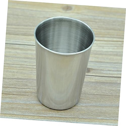ULTECHNOVO 2pcs Stainless Steel Tumbler Cup Multi Use Bathroom Drinking Brushing Cups Silver Finish for Water Juice and More Easy to Clean - size: 6X6cm