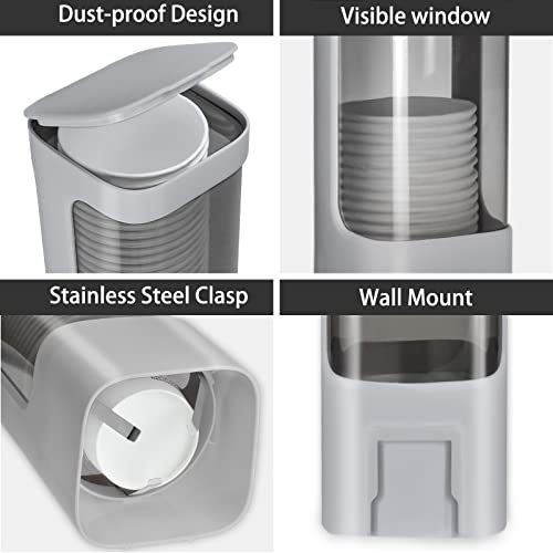Cup Dispenser, Water Cooler Cup Dispenser for 3oz-5oz Disposable Cups-Grey | Bathroom Cup Holder, Plastic Paper Cup Dispenser with Adhesive/Screw Mount for Office, Hospital, Bathroom - color: Grey