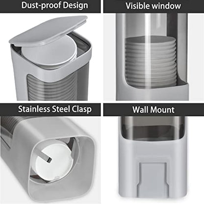 Cup Dispenser, Water Cooler Cup Dispenser for 3oz-5oz Disposable Cups-Grey | Bathroom Cup Holder, Plastic Paper Cup Dispenser with Adhesive/Screw Mount for Office, Hospital, Bathroom - color: Grey