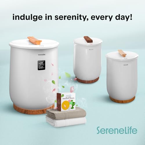 SereneLife Digital Display Bucket Towel Warmers, White Large Towel Warmer for Spa and Bathroom, Luxury Towel Heater Gifts for Him & Her, Auto Shut-Off, Fits 2 large, Blankets, Bathrobes - color: Oak Grain