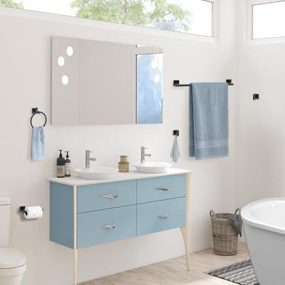 5 Pieces Bathroom Hardware Accessories Set Matte Black Towel Bar Set Stainless Steel Wall-Mounted Towel Holder 23.6 Inch Towel Racks for Bathroom - color: Matte Black