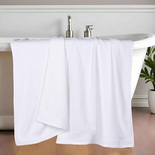 BLUENILEMILLS Honeycomb 500GSM, Textured Waffle Border, Highly Absorbent and Soft, Cotton Light to Medium Weight Bath Towel Set of 4, White - color: White, size: Bath Towel-4 PC