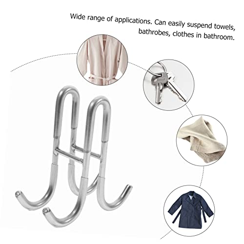 WOONEKY Stainless Steel Bathroom Hook Over Door Shower Organization Hooks Installation Towel Loofah Bathrobe Squeegee Holder - size: 12.00X11.30X4.80CM