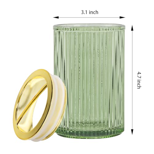 Toothbrush Holders for Bathrooms, 2pcs Glass Toothbrush Holder, 12oz Bathroom Tumbler and Mouthwash Cup, Tooth Brush and Toothpaste Organizer for Bathroom Vanity Countertop (Green Gold) - color: Green Gold