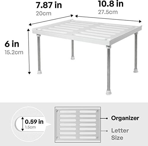 Stackable Kitchen Cabinet Organizer Set of 2 - White | Under Sink Cabinet Shelves and Storage, Pantry Storage Shelf Organizer, Kitchen Counter Shelf for Cupboard
