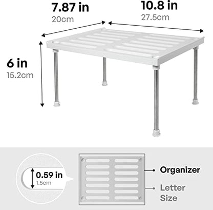 Stackable Kitchen Cabinet Organizer Set of 2 - White | Under Sink Cabinet Shelves and Storage, Pantry Storage Shelf Organizer, Kitchen Counter Shelf for Cupboard