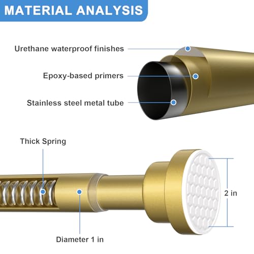 Shower Curtain Rod 45-77 Inch Gold Shower Rod Tension Rod Adjustable | Curtain Rod No Drilling Tension Curtain Rod Shower Rods for Bathroom Tension Shower Curtain Rod - color: Gold, size: 45" to 77"-1Pcs