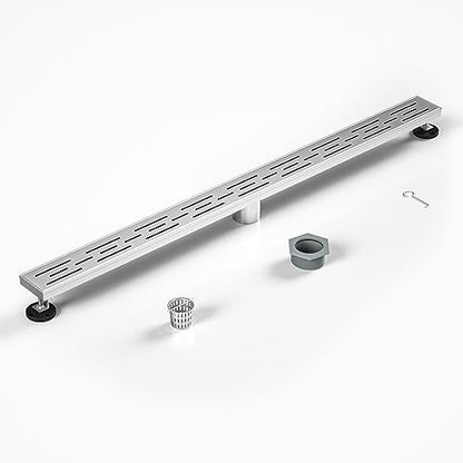Linear Shower Drain 36" Brushed 304 Stainless Steel | with Drain Grate | Fast Drainage | Stainless Floor Drain Grate | Hair Strainer | Drain Key | The Upgrade for Your Bathroom - size: 36 Inch