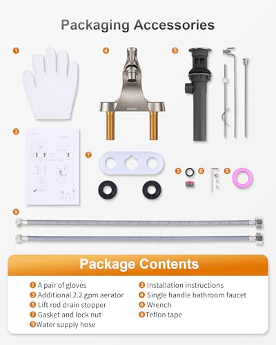 WOWOW Bathroom Faucet 1 Handle Low Arc Single Handle 4 inch Centerset Bathroom Sink Faucet with Pop Up Drain Assembly Basin Mixer Tap Brushed Nickel Vanity Faucets - color: A.Brushed Nickel