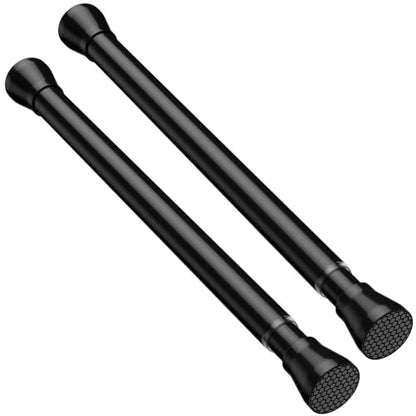 2PCS Tension Curtain Rod 16-26 Inch Adjustable No Drilling, Black | Rust-Resistant, No Slip, Small Spring Loaded Curtain Rods for Window, Kitchen, Closet, Cupboard, Bookshelf & DIY Projects - color: Black, size: 16" to 26"-2Pcs