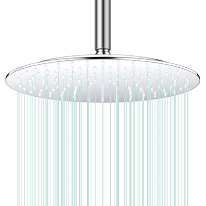 All Metal Rain Shower Head - Heavy Duty Stainless Steel, Easy Install, High Water Flow, Ultra-Thin Modern Design for Bathroom (Chrome, 12) - color: Chrome, size: 12
