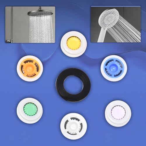 7 Shower Flow Reducer Limiter Set, Water Saver Adapter Set 1/2 Inch Shower Head Flow Restrictor Pressure Reducer for Fixed and Handheld Showers Heads, 1.2/1.5/1.8/2.0/2.2/2.5 GPM