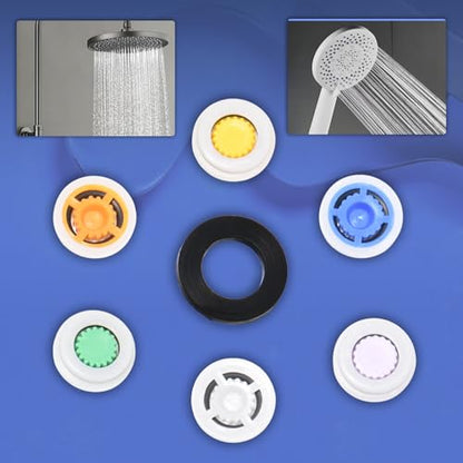 7 Shower Flow Reducer Limiter Set, Water Saver Adapter Set 1/2 Inch Shower Head Flow Restrictor Pressure Reducer for Fixed and Handheld Showers Heads, 1.2/1.5/1.8/2.0/2.2/2.5 GPM