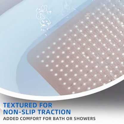 MOONFLY Shower and Bathtub Mat,40x16 Inches,Extra Long Non Slip Mats with Suction Cups and Drain Holes, Machine Washable and Anti Slip Bathmats, Bathroom Mats for Tub Nonslip (Tan) - color: Tan