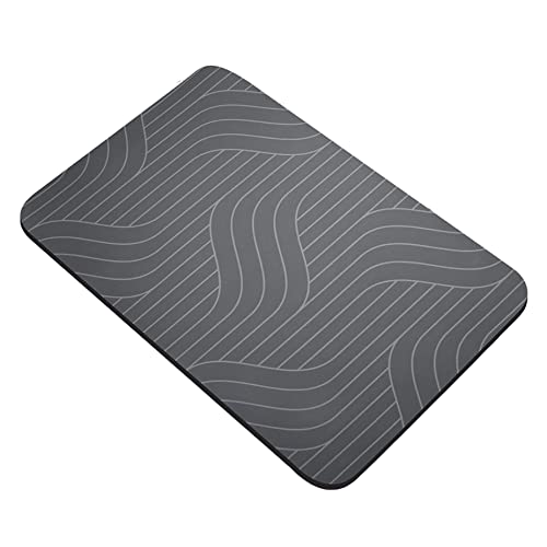 Diatomite Stone Bath Mat Quick Dry Bathroom Mat Non-Slip Bathroom Diatomaceous Earth Bathroom Floor Mat Carpet 40x60 cm Grey - color: Grey