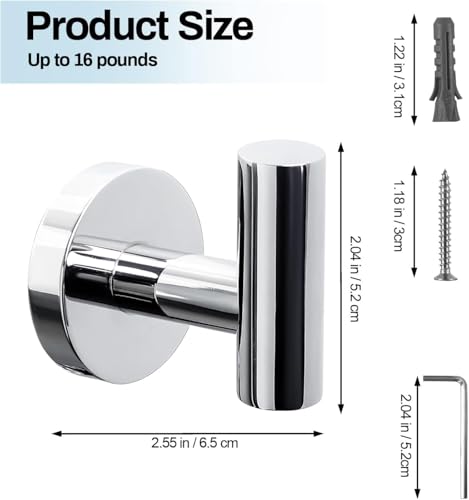 2 Pack Towel Hooks for Bathroom, Wall Mount Towel Holder, Wall Robe Stainless Steel Heavy Duty Door Hanger for Kitchen, Bedroom,Hotel,Pool,Coats, Silver - color: Silver