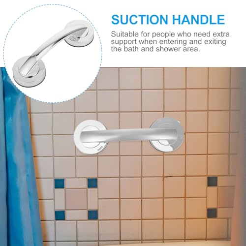 Healeved Suction Grab Bar 7.7 Inch Suction Cup Handle for Bathroom Safety Support Elderly Shower Grab Bar Portable Handle for Bathtubs and Showers