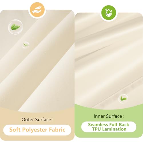 Seenus Cream Ruffle Shower Curtain Fabric with Waterproof TPU Backed, 72 x 78 Inch Extra Long French Country Ruched Shower Curtain No Liner Needed, Soft Microfiber Ivory Bath Curtain Washable - color: Ruffled - Cream, size: 72"W x 78"L (Pack of 1)