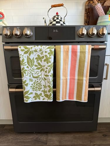 Double-Sided Microfiber Hand Towels, Waffle Kitchen Towels Set for Home Use | 2 Towels, 17x27 Inches, Durable & Soft, Fast Drying, Hand Wash Cloth and Dishcloth, Pat & Tricky, Green/Cream Home Towels Set - color: Pat & Tricky - Green/Cream, size: Double s
