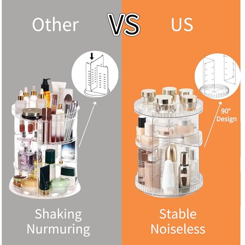 vacane Clear Rotating Makeup Organizer,8 Adjustable Layers Vanity Organizer Skincare Storage,Cosmetic Display Case 360° Stabilizly Spinning Multi-Function Storage for Bathroom and Bedroom Countertop - size: Tall | 8 Tier