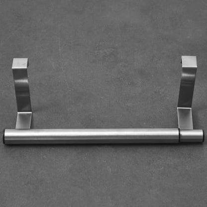 GLEAVI 2pcs Stainless Steel Stretch Towel Bars Adjustable Over Cabinet Door Hand Towel and Dish Cloth Holders Kitchen and Bathroom Rack Organizer
